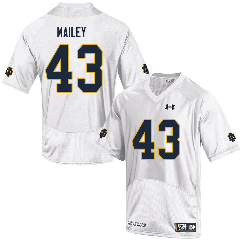 Men #43 Greg Mailey Notre Dame Fighting Irish College Football Jerseys Sale-White - Click Image to Close